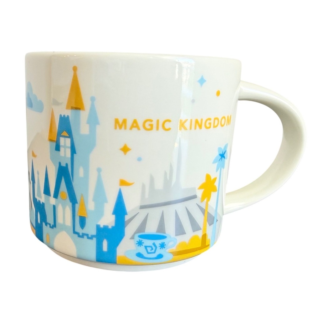 Starbucks Mug Magic Kingdom 14oz White Blue Disney Parks You Are Here Collection
